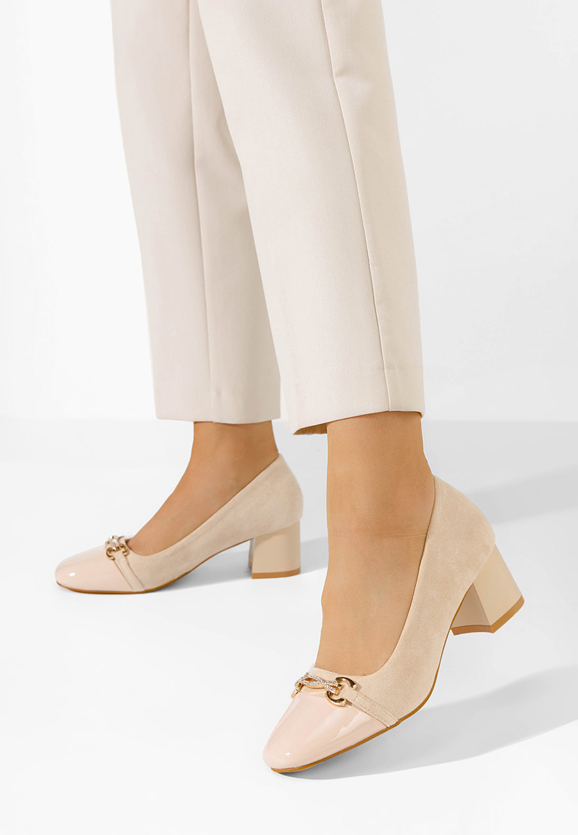 Mirana bézs vastag sarkú magassarkú 