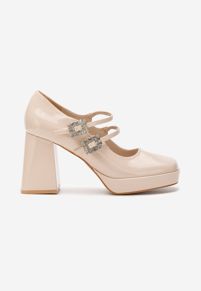 Elany bézs vastag sarkú magassarkú 