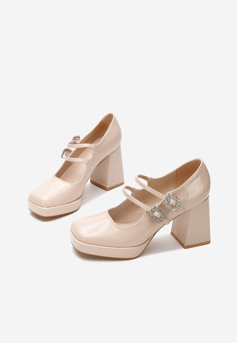 Elany bézs vastag sarkú magassarkú 