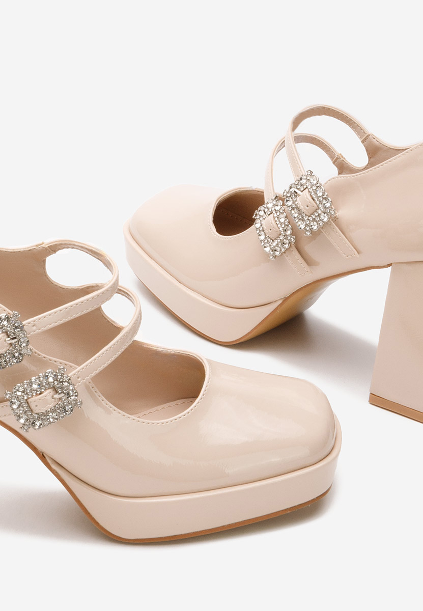 Elany bézs vastag sarkú magassarkú 