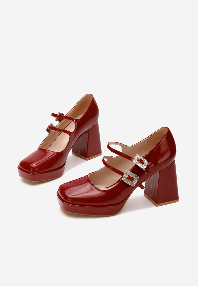 Elany piros vastag sarkú magassarkú 