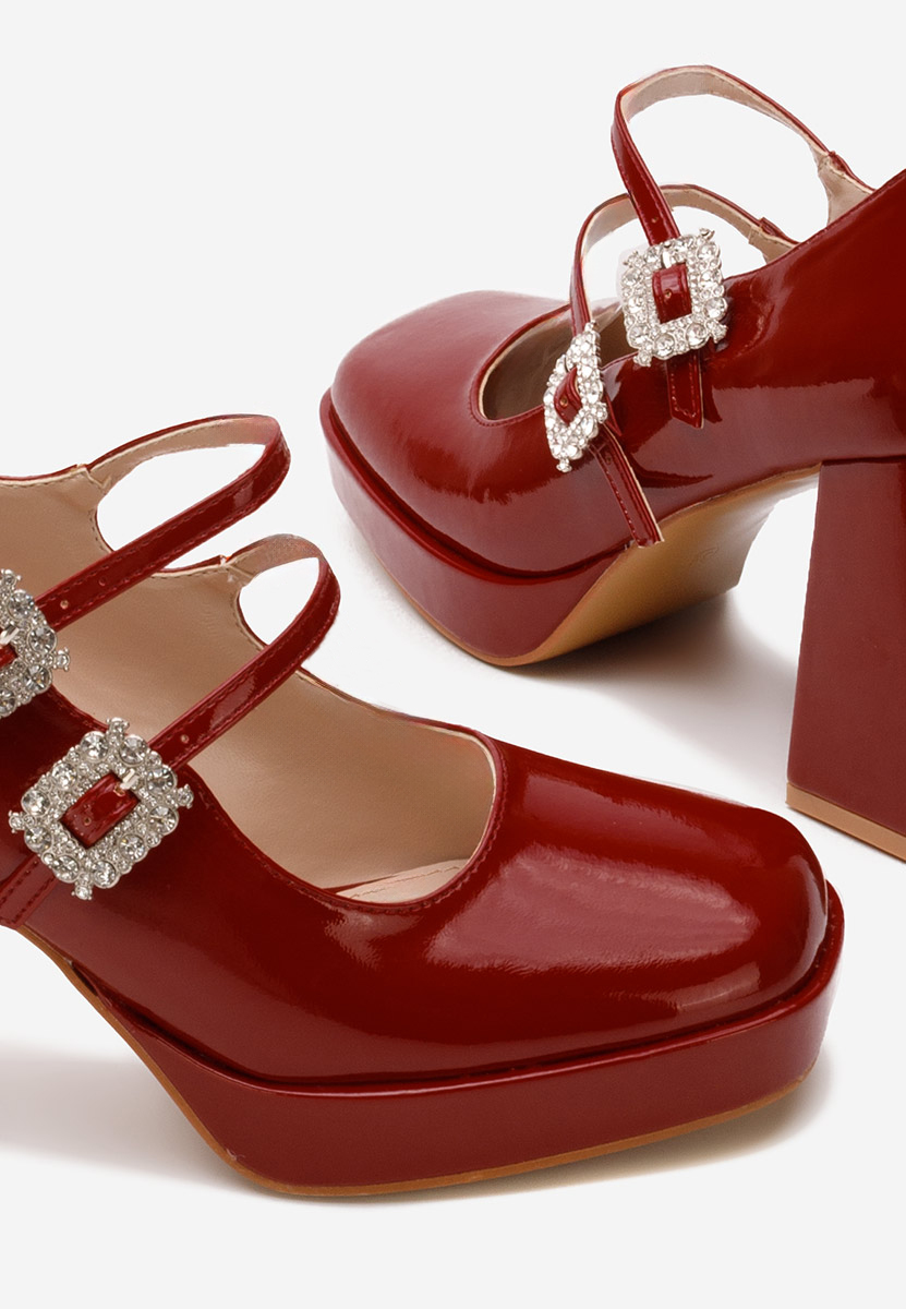 Elany piros vastag sarkú magassarkú 