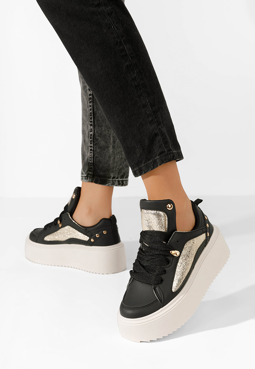 Litene fekete telitalpú platform sneaker