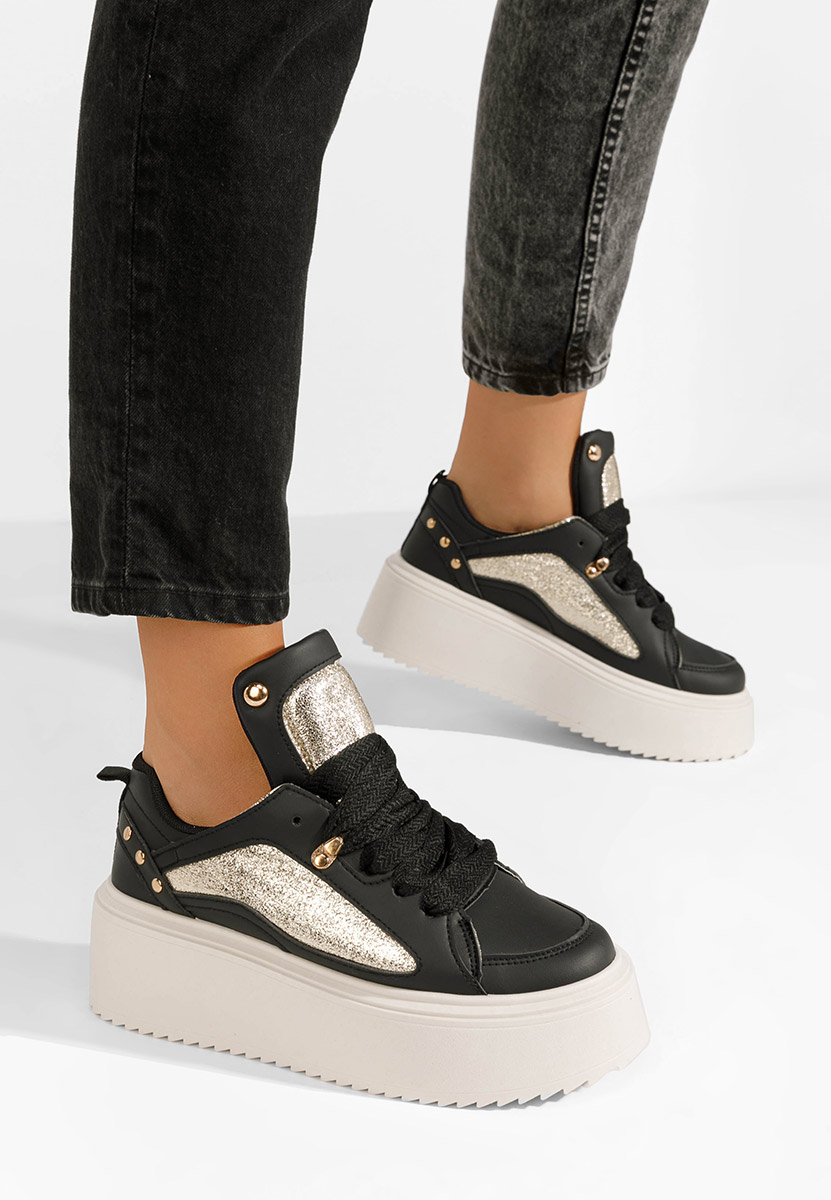 Litene fekete telitalpú platform sneaker