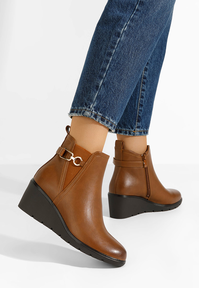 Ostara camel női platform bokacsizma 