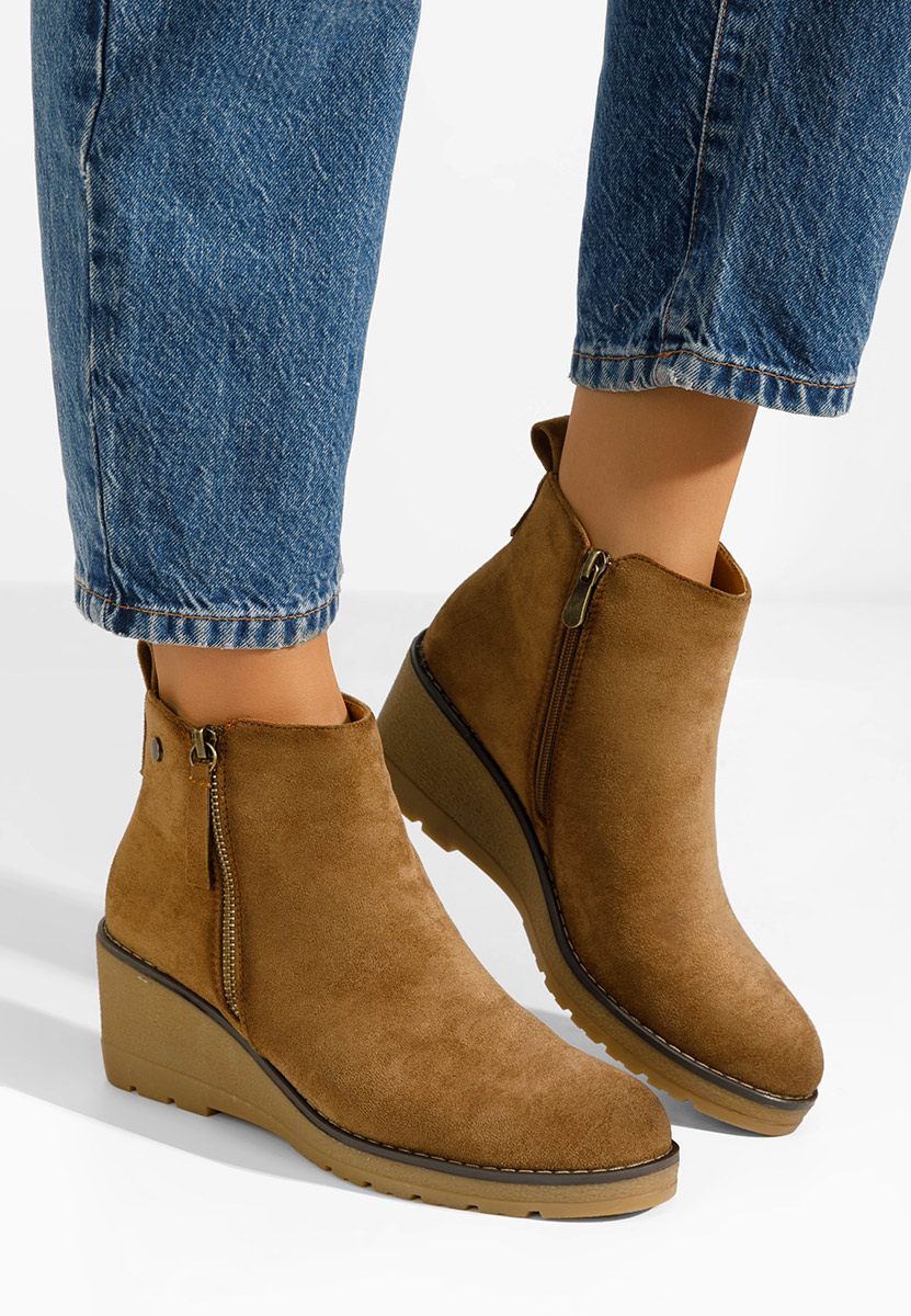 Ellen khaki női platform bokacsizma 