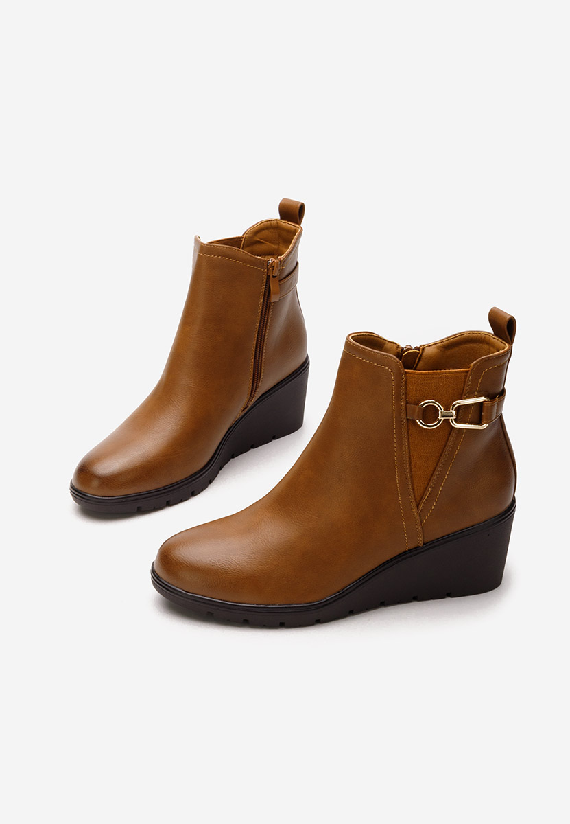 Ostara camel női platform bokacsizma 