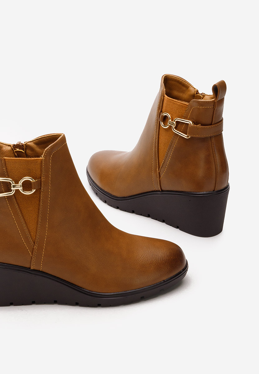 Ostara camel női platform bokacsizma 