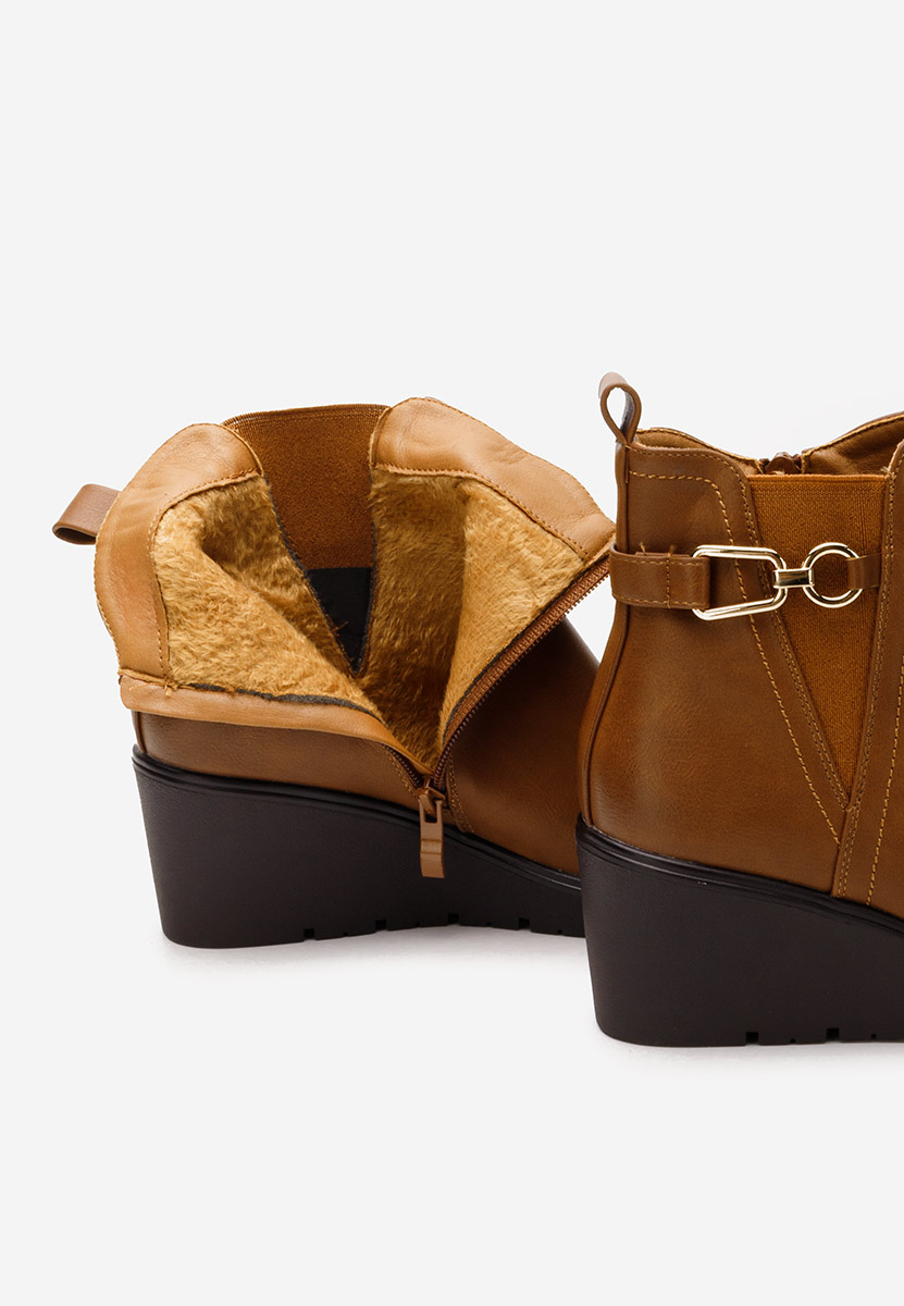 Ostara camel női platform bokacsizma 
