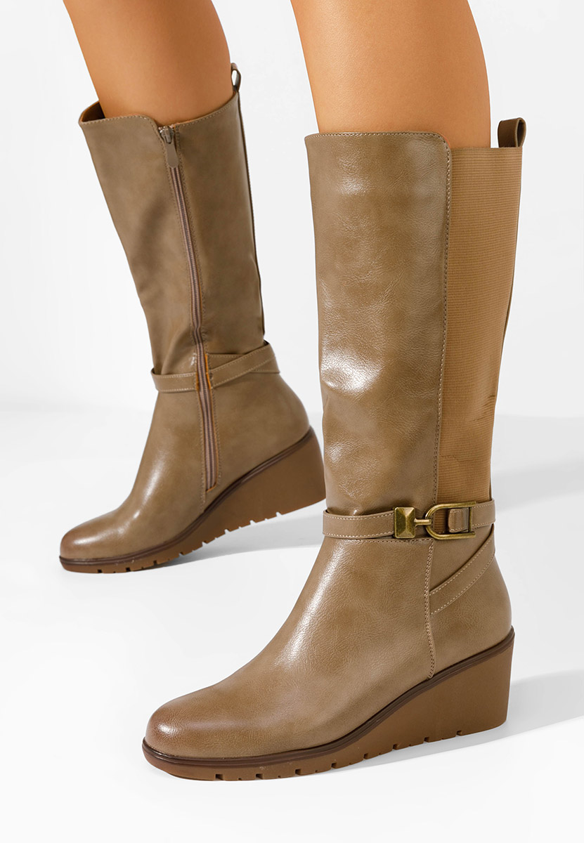 Meggy khaki platform csizma