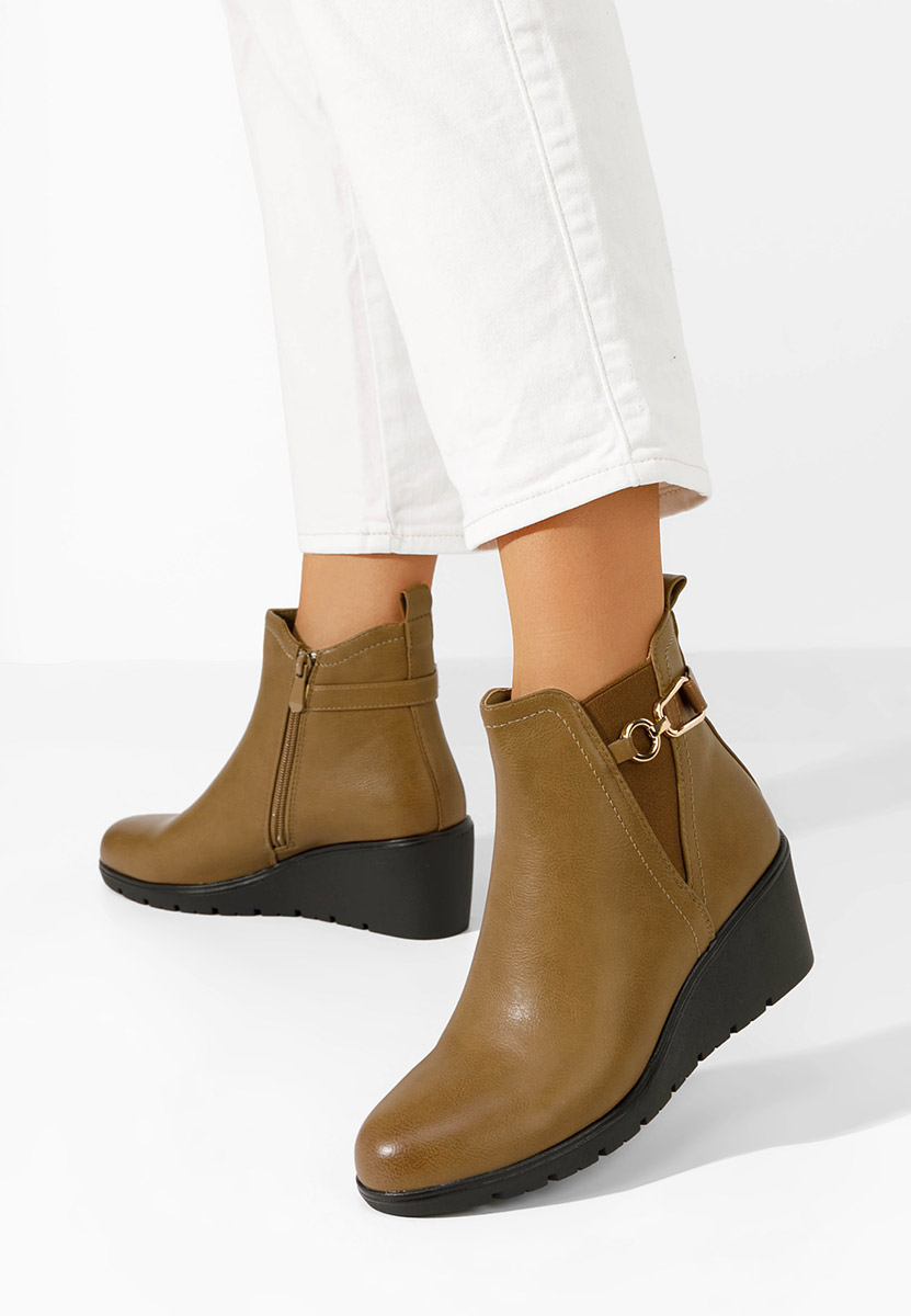 Ostara v2 khaki női platform bokacsizma 