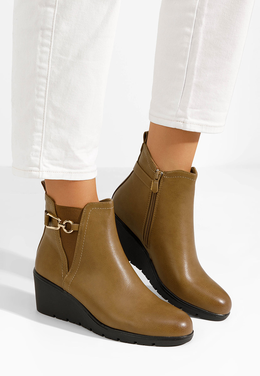 Ostara v2 khaki női platform bokacsizma 