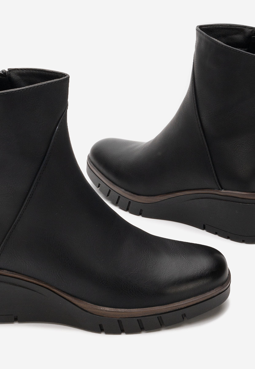 Deresa fekete telitalpú platform bokacsizma