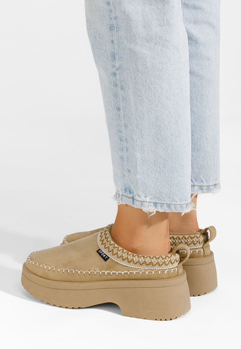 Malka khaki telitalpú platform papucs