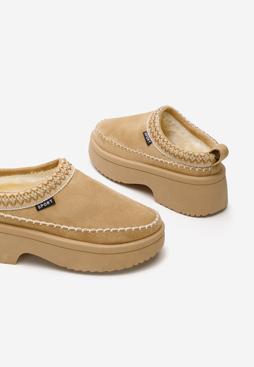 Malka khaki telitalpú platform papucs