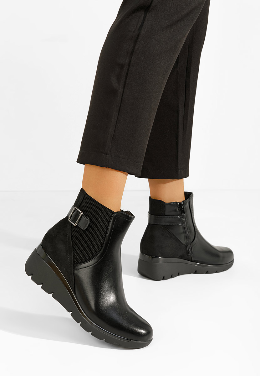 Ritama fekete telitalpú platform bokacsizma