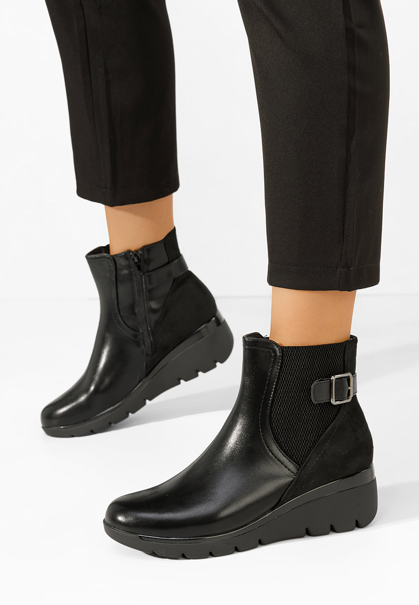 Ritama fekete telitalpú platform bokacsizma