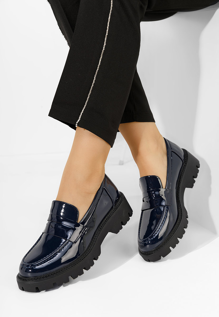 Zampa tengerészkék női telitalpú mokaszín