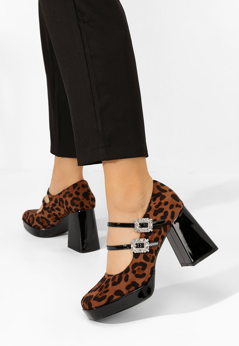 Elany leopárdmintás vastag sarkú magassarkú 