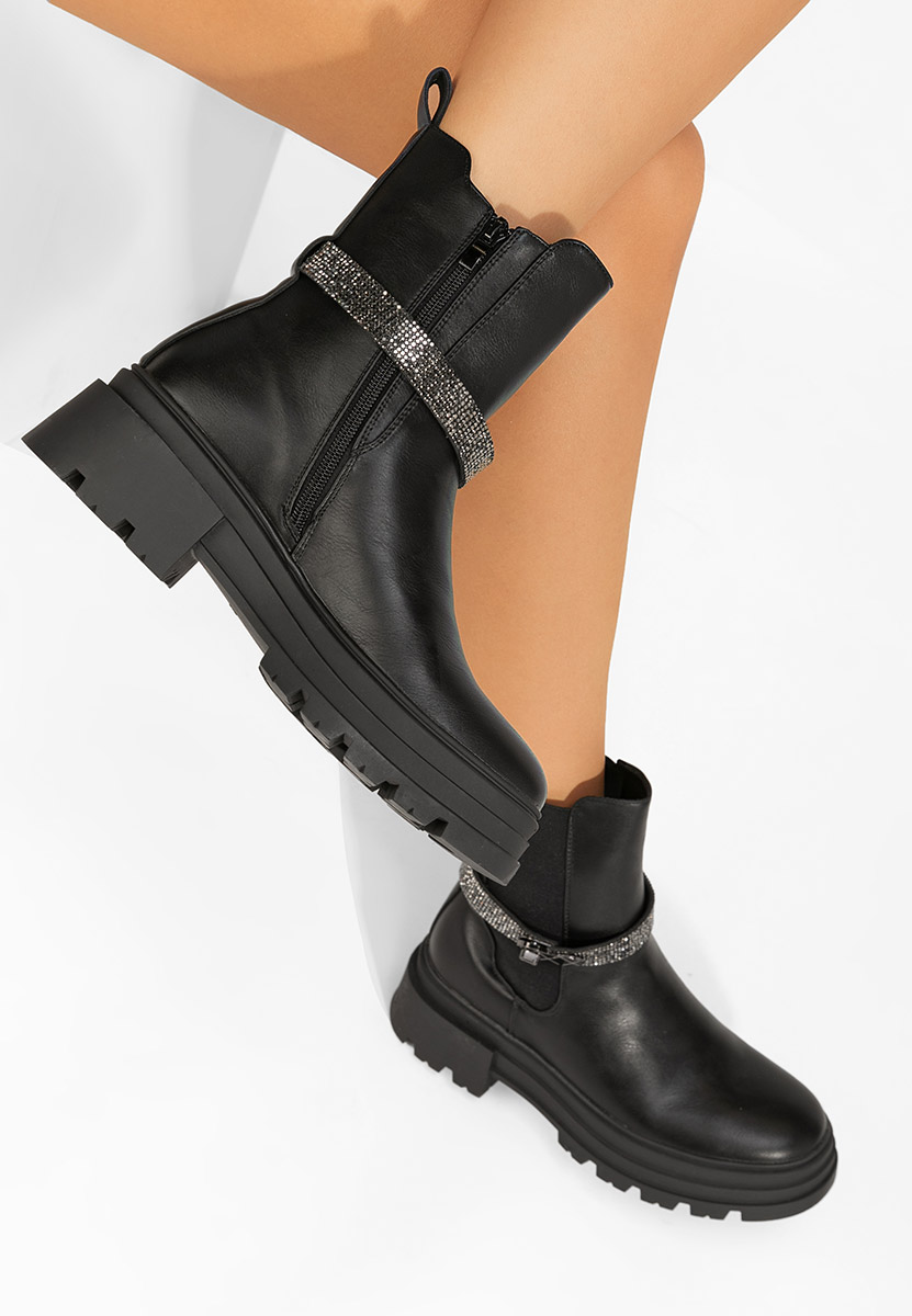 Marise fekete női telitalpú bokacsizma