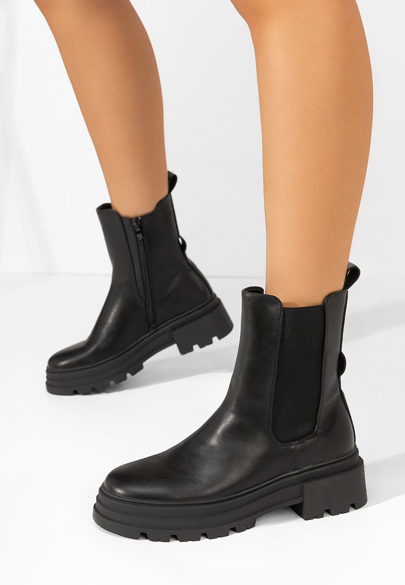 Marise fekete női telitalpú bokacsizma