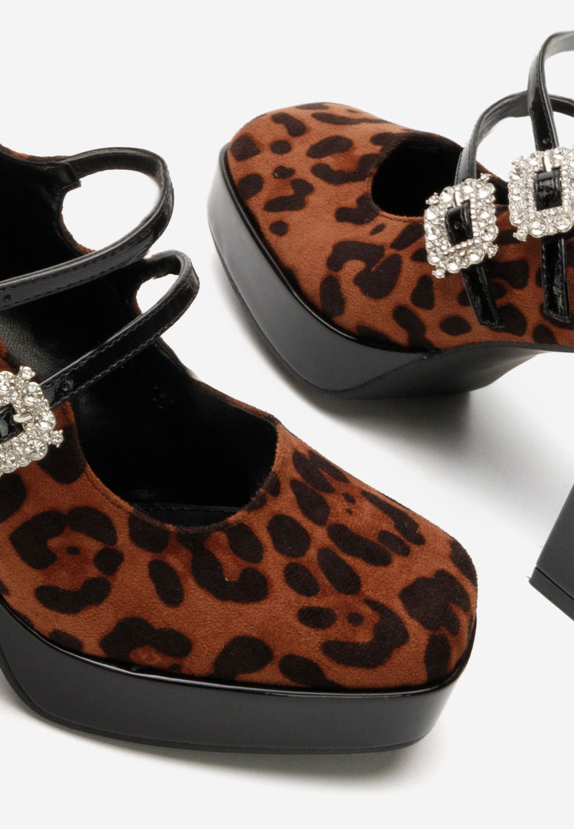 Elany leopárdmintás vastag sarkú magassarkú 