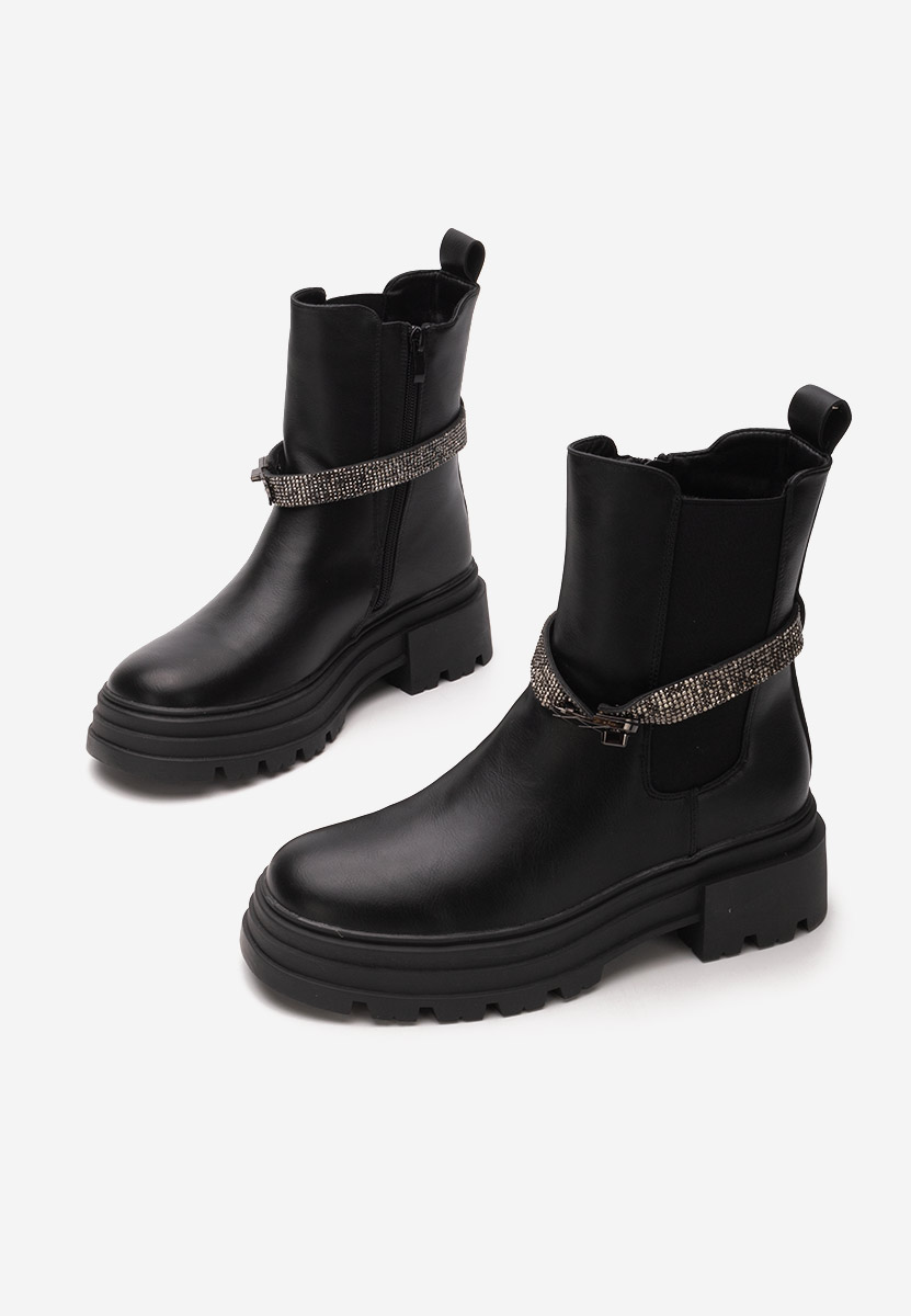 Marise fekete női telitalpú bokacsizma