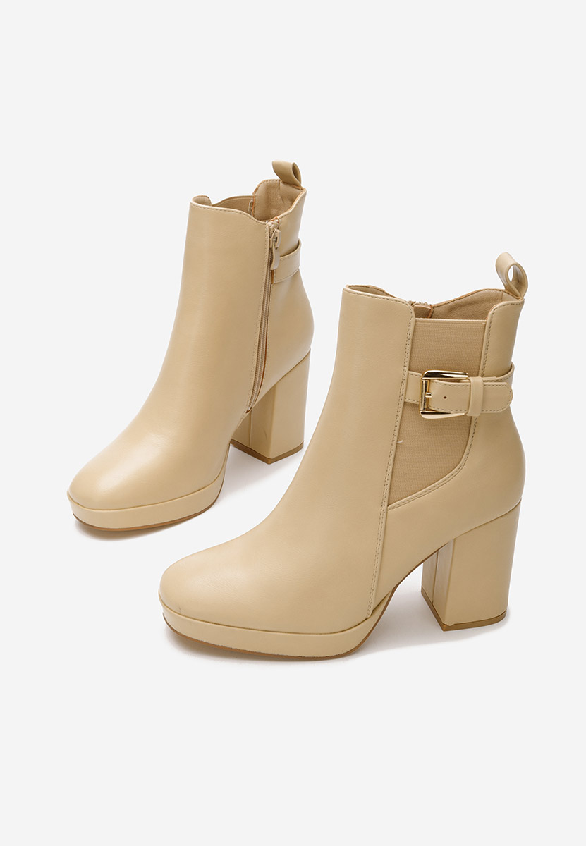 Sumiko bézs bokacsizma vastag sarokkal