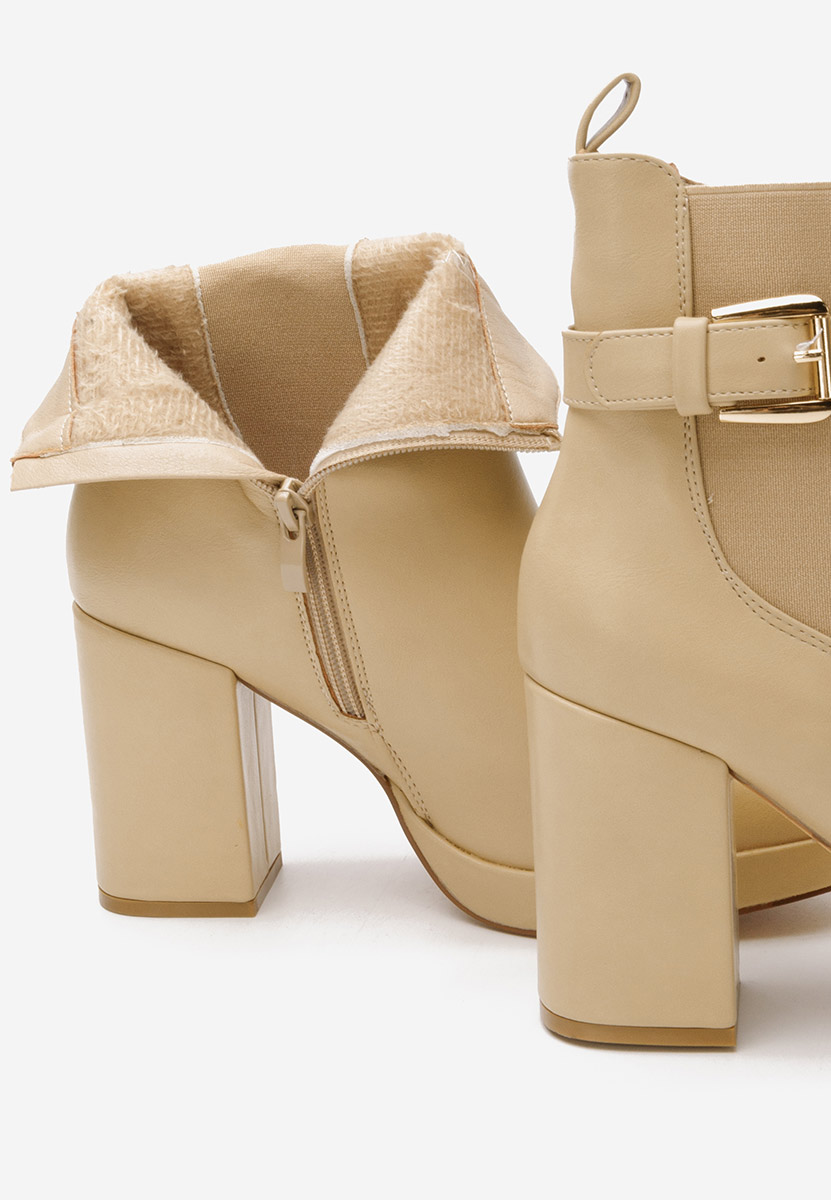 Sumiko bézs bokacsizma vastag sarokkal