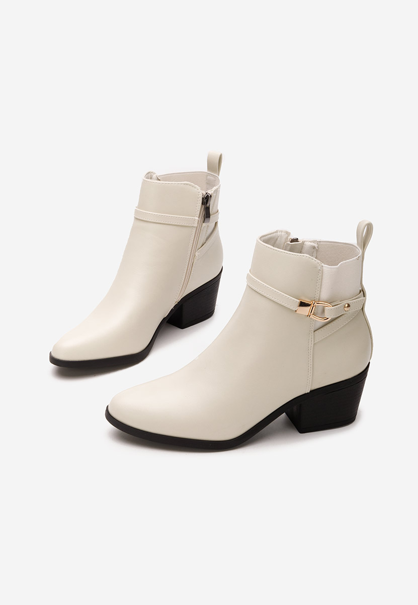 Odelina bézs bokacsizma vastag sarokkal