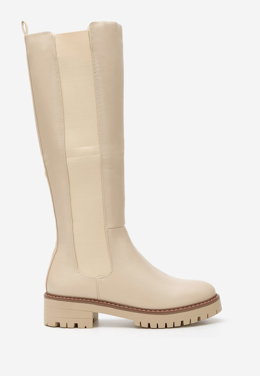 Buffy bézs hosszú szárú csizma