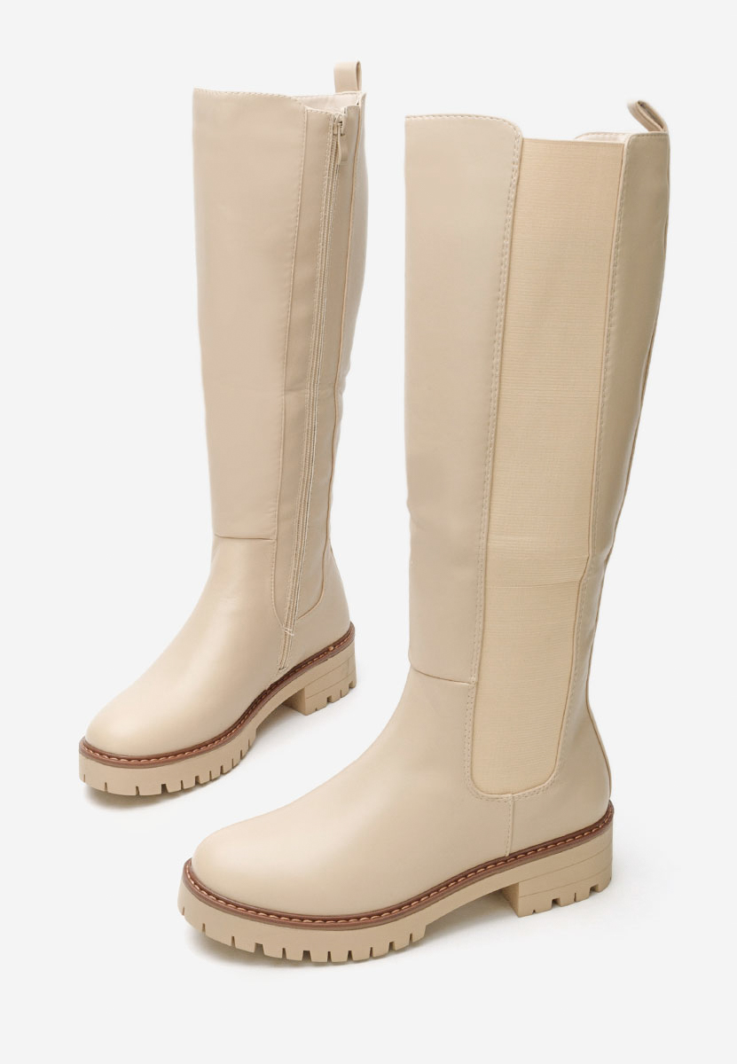 Buffy bézs hosszú szárú csizma