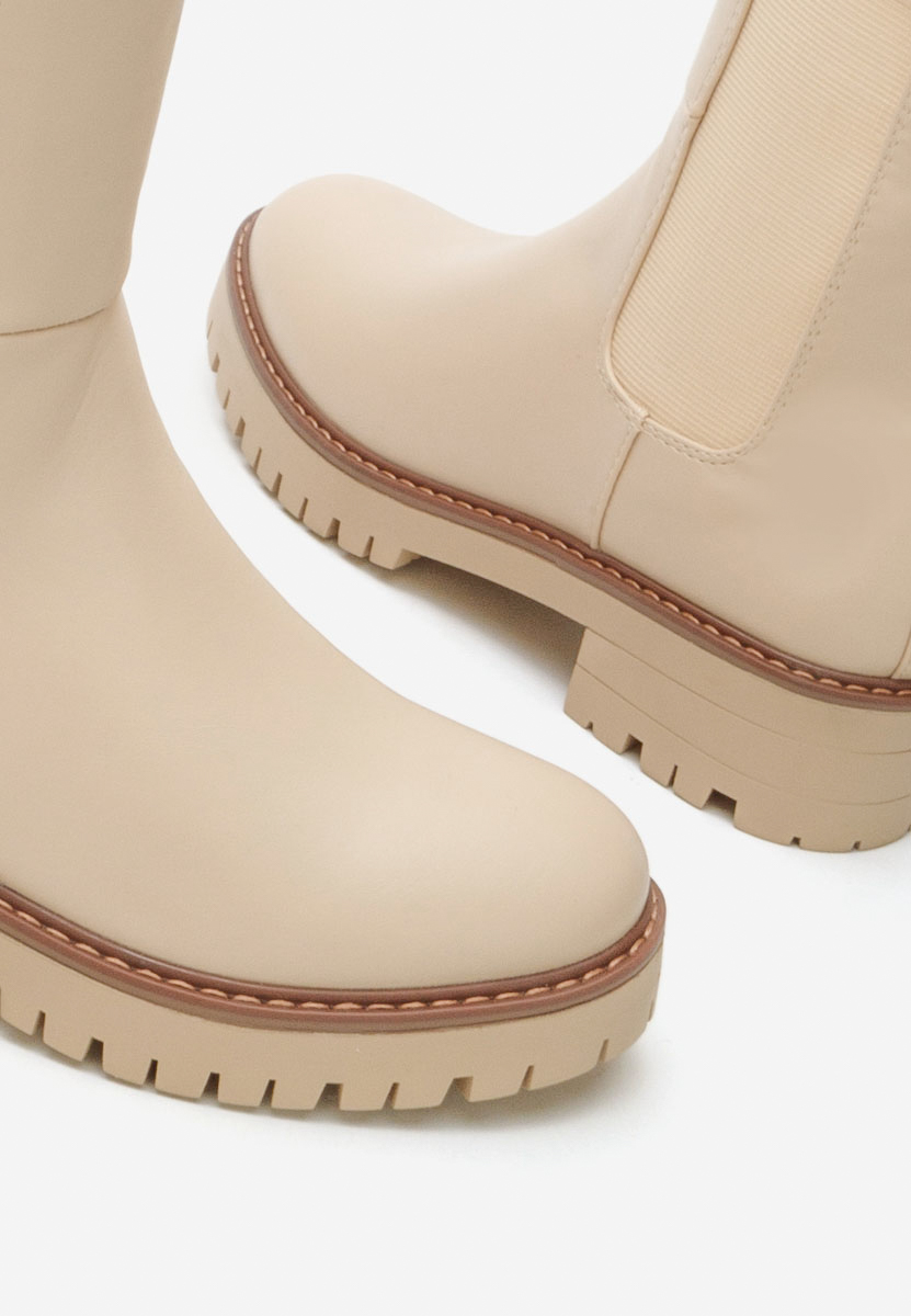 Buffy bézs hosszú szárú csizma