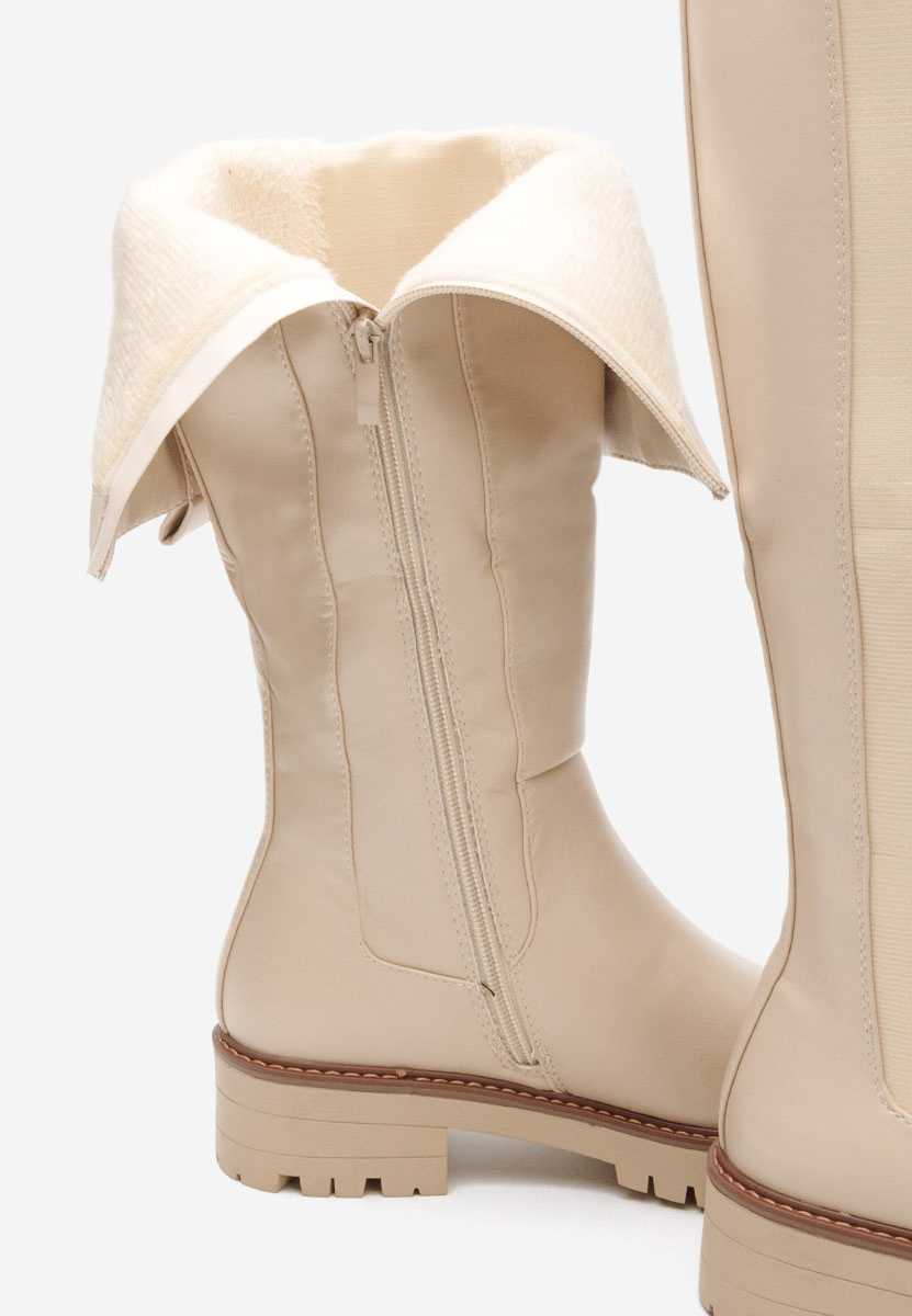 Buffy bézs hosszú szárú csizma