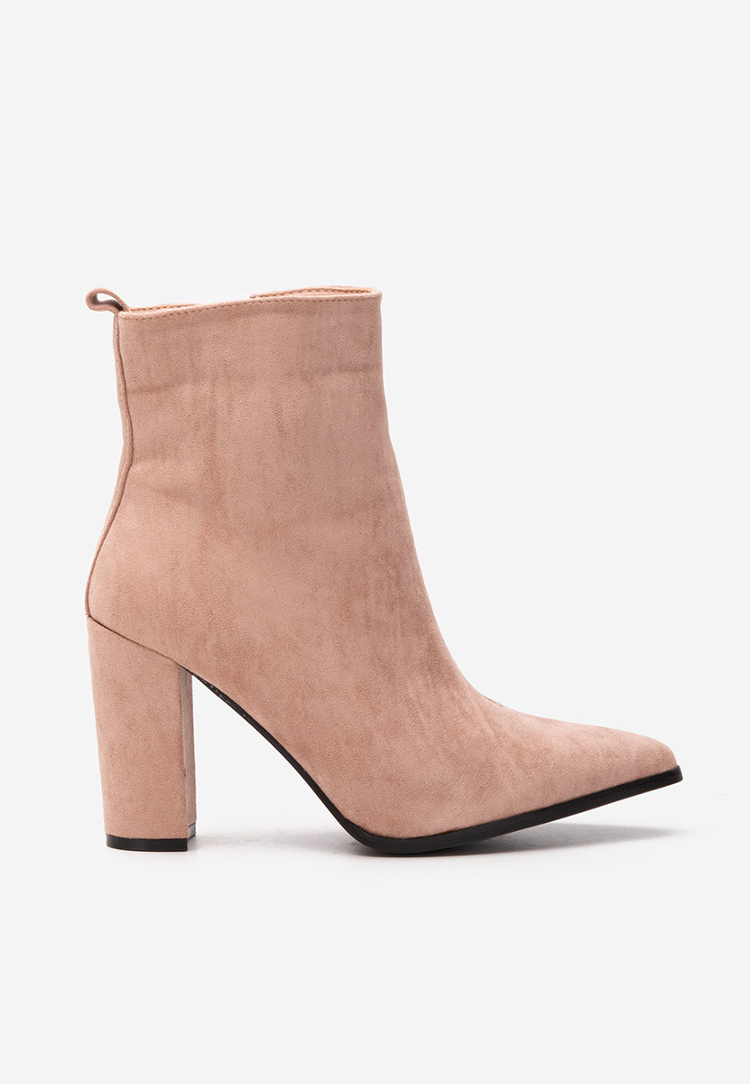 Adalina v2 bézs magassarkú bokacsizma