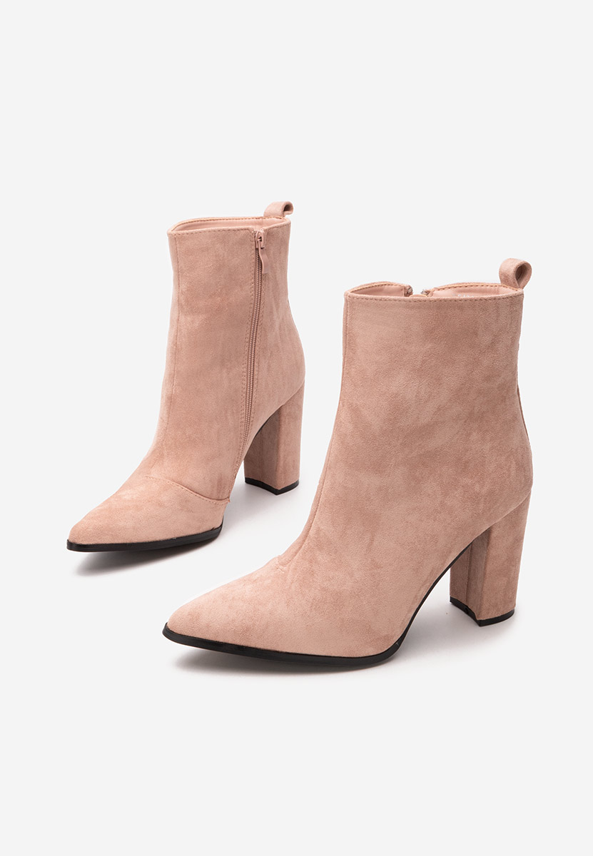 Adalina v2 bézs magassarkú bokacsizma