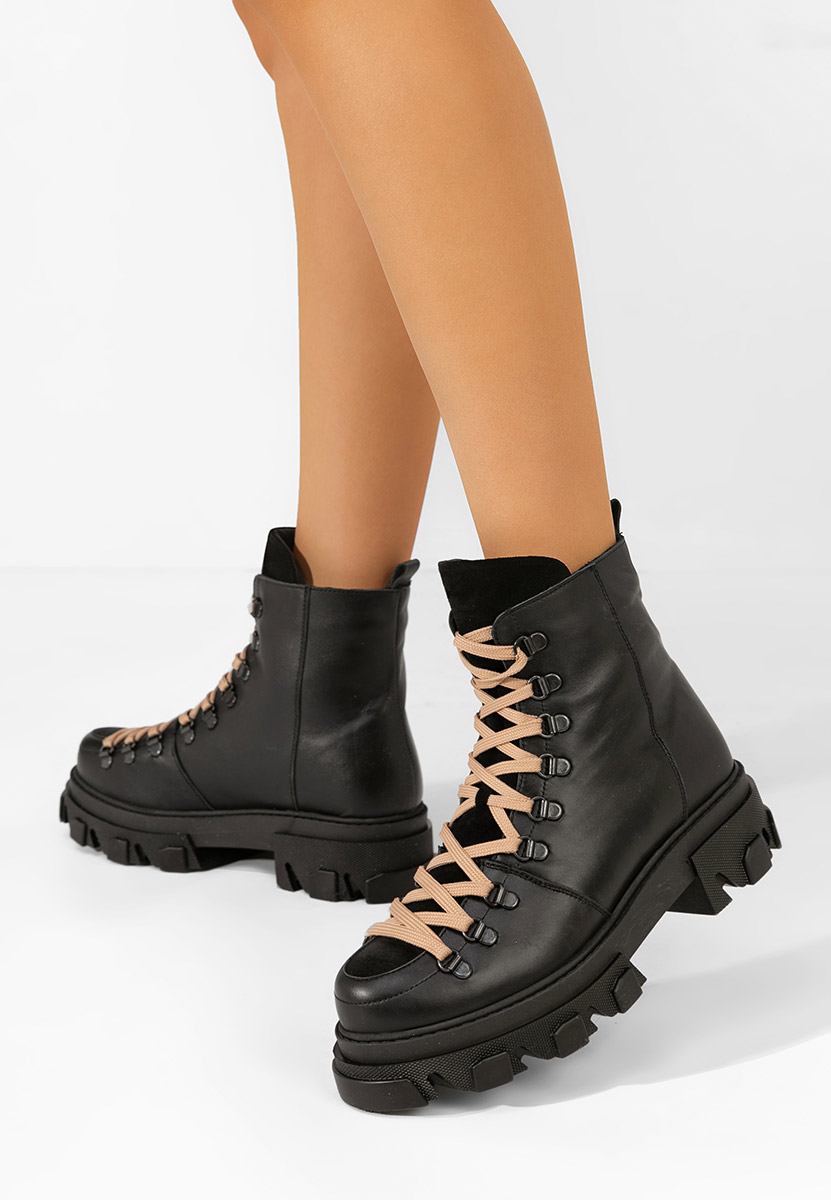 Mercy fekete női bőr bakancs