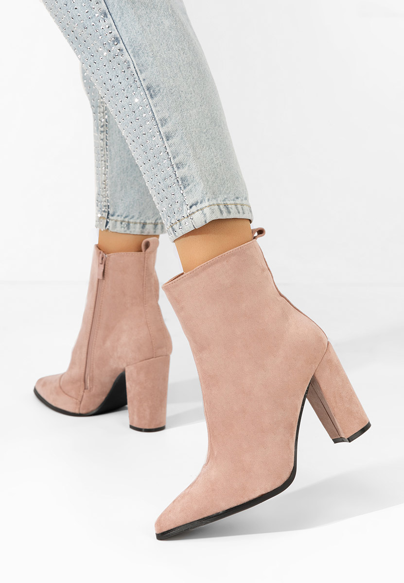 Adalina v2 bézs magassarkú bokacsizma