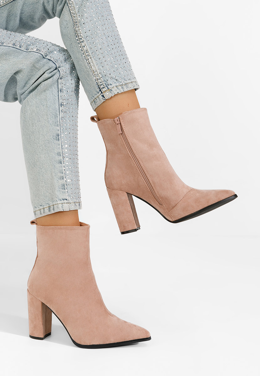 Adalina v2 bézs magassarkú bokacsizma
