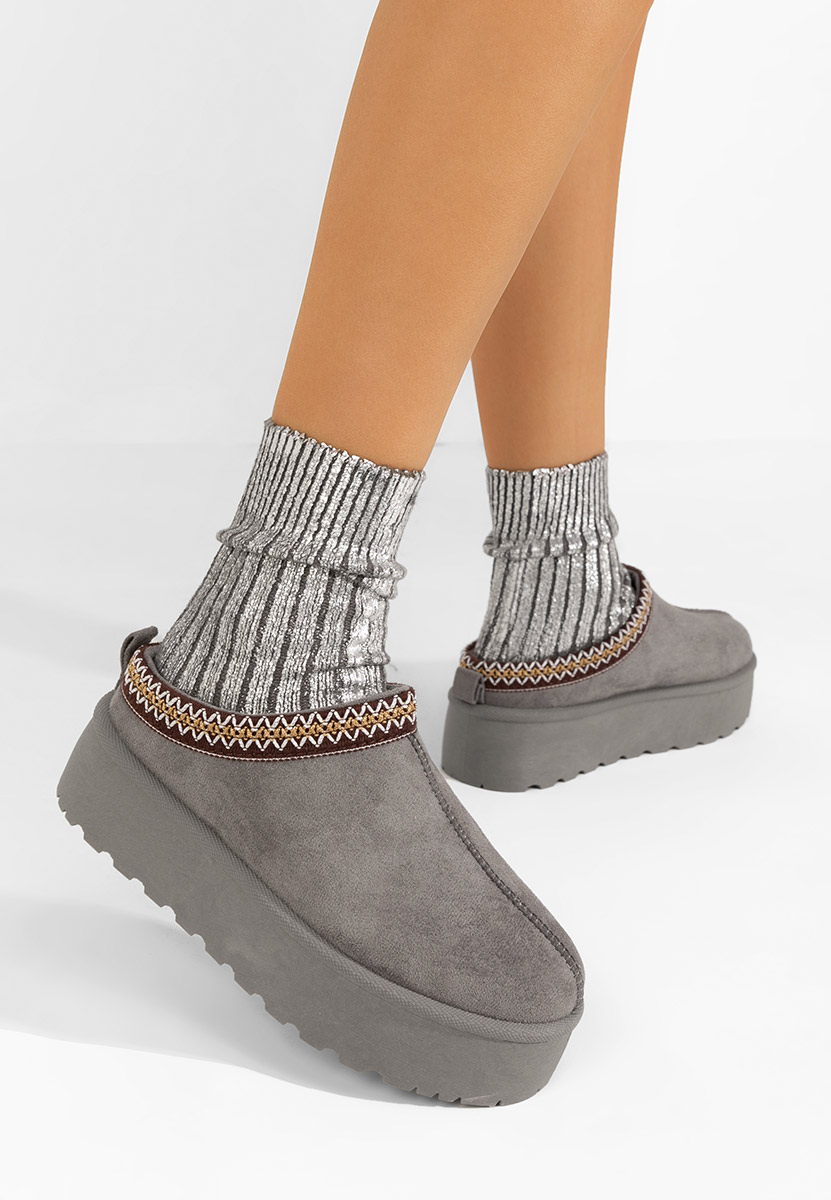 Comfy szürke telitalpú platform papucs
