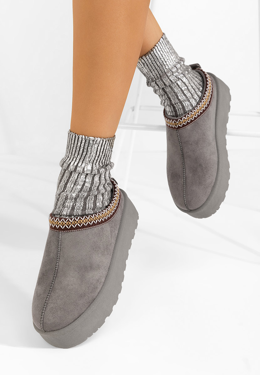 Comfy szürke telitalpú platform papucs