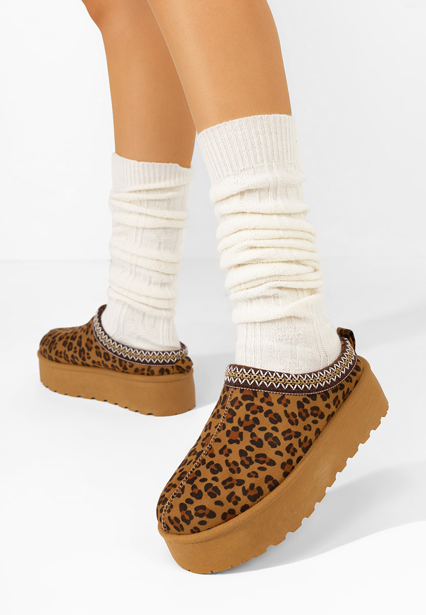 Comfy leopárdmintás telitalpú platform papucs