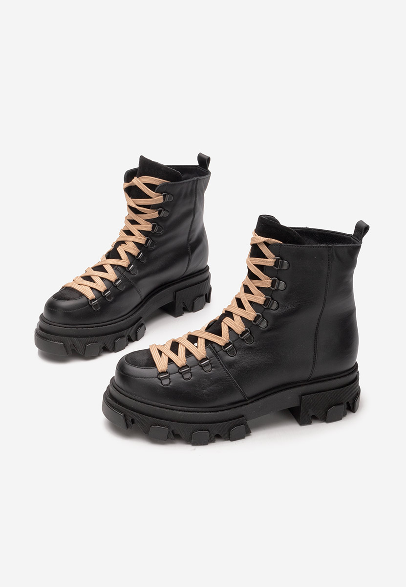 Mercy fekete női bőr bakancs