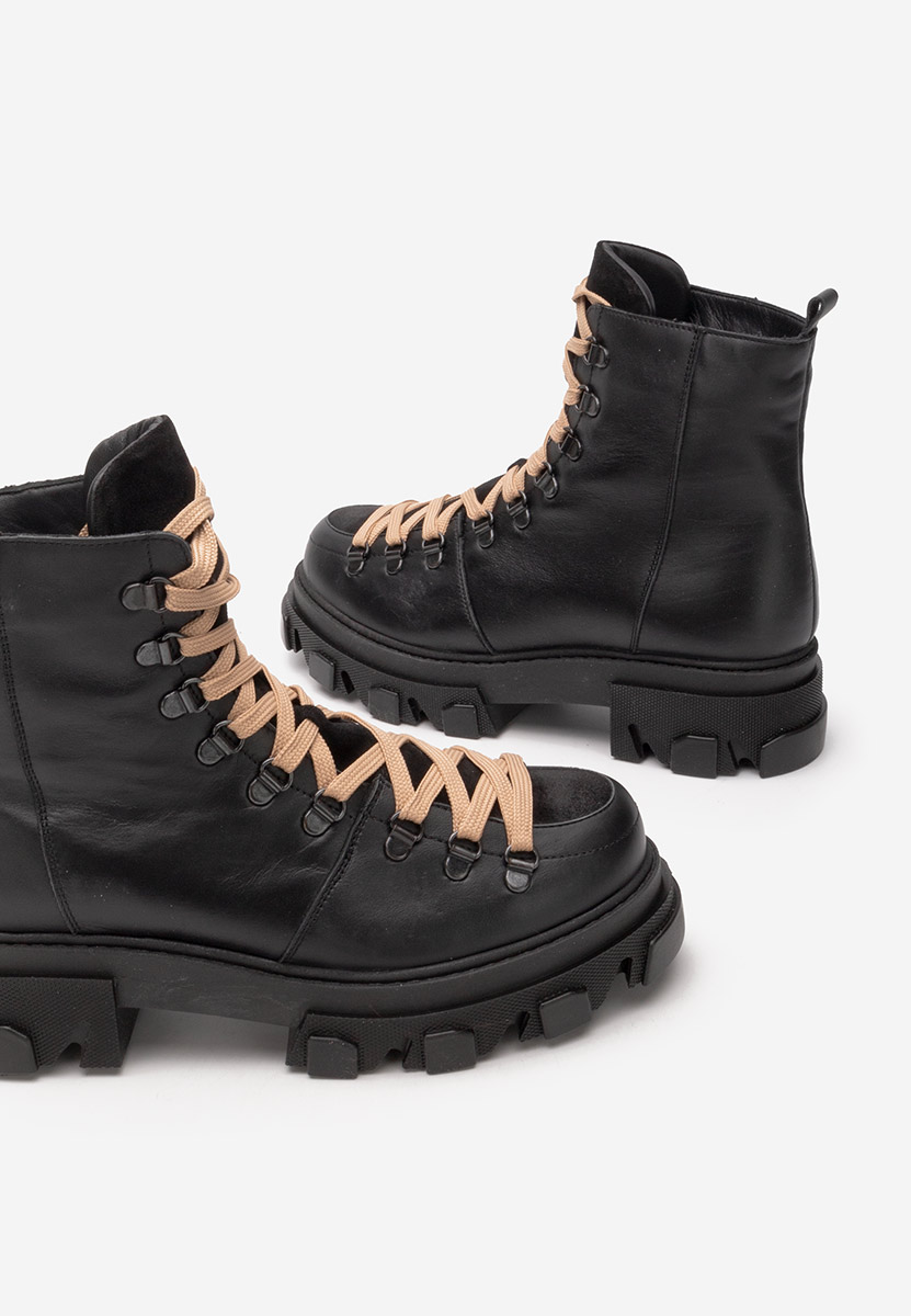 Mercy fekete női bőr bakancs