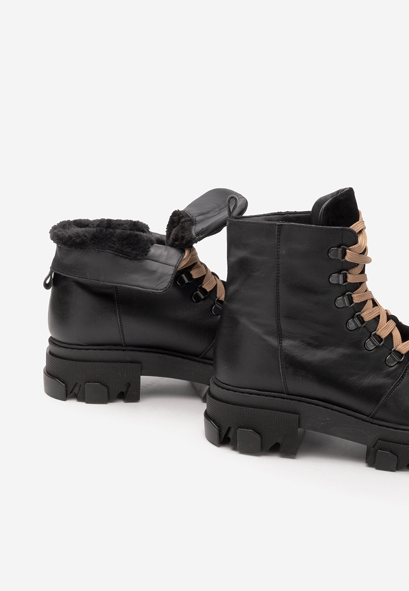 Mercy fekete női bőr bakancs