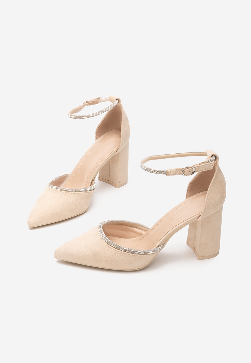 Lonnie bézs vastag sarkú magassarkú 