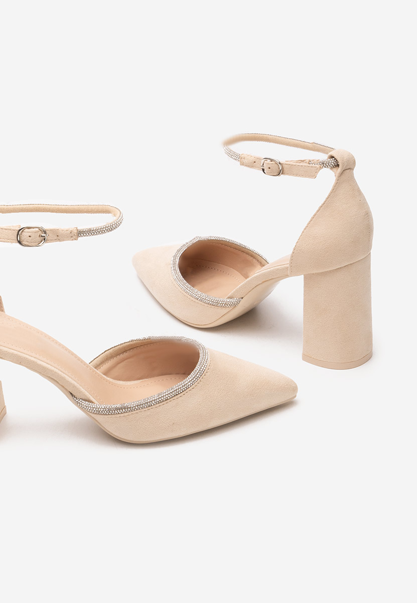 Lonnie bézs vastag sarkú magassarkú 