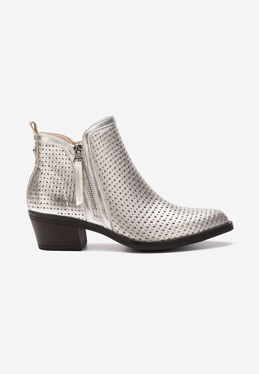 Larivinne ezüst bokacipő vastag sarokkal