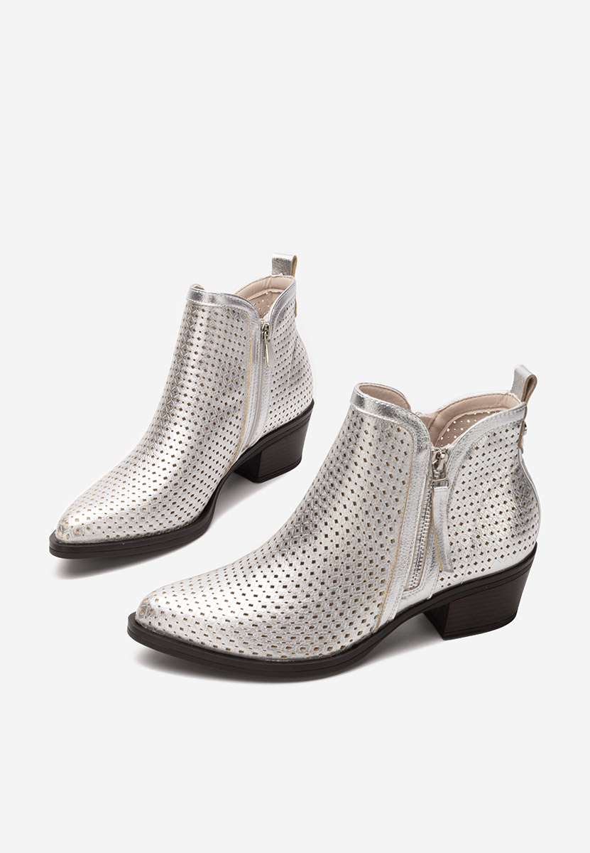 Larivinne ezüst bokacipő vastag sarokkal