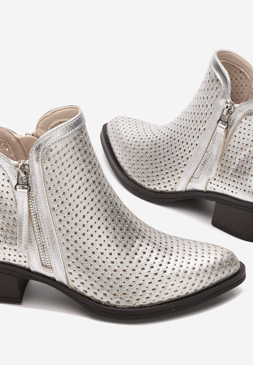 Larivinne ezüst bokacipő vastag sarokkal